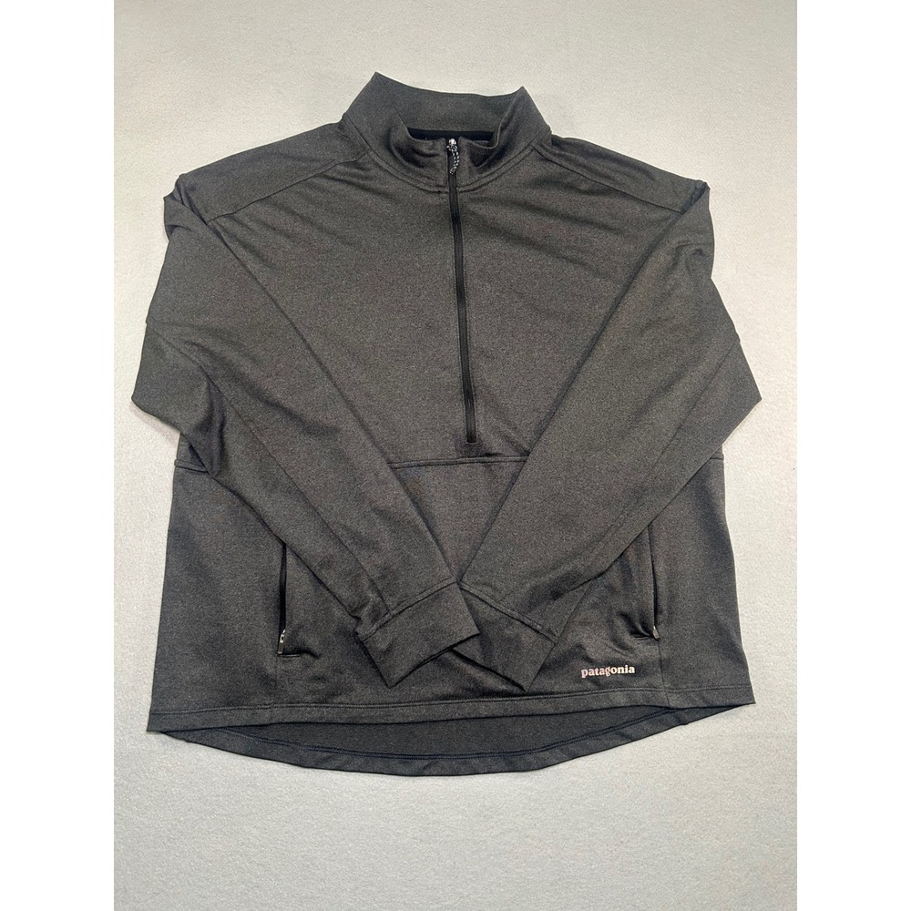 Patagonia Quarter Zip Pullover Mens Medium Gray Heather Performance Mock Neck